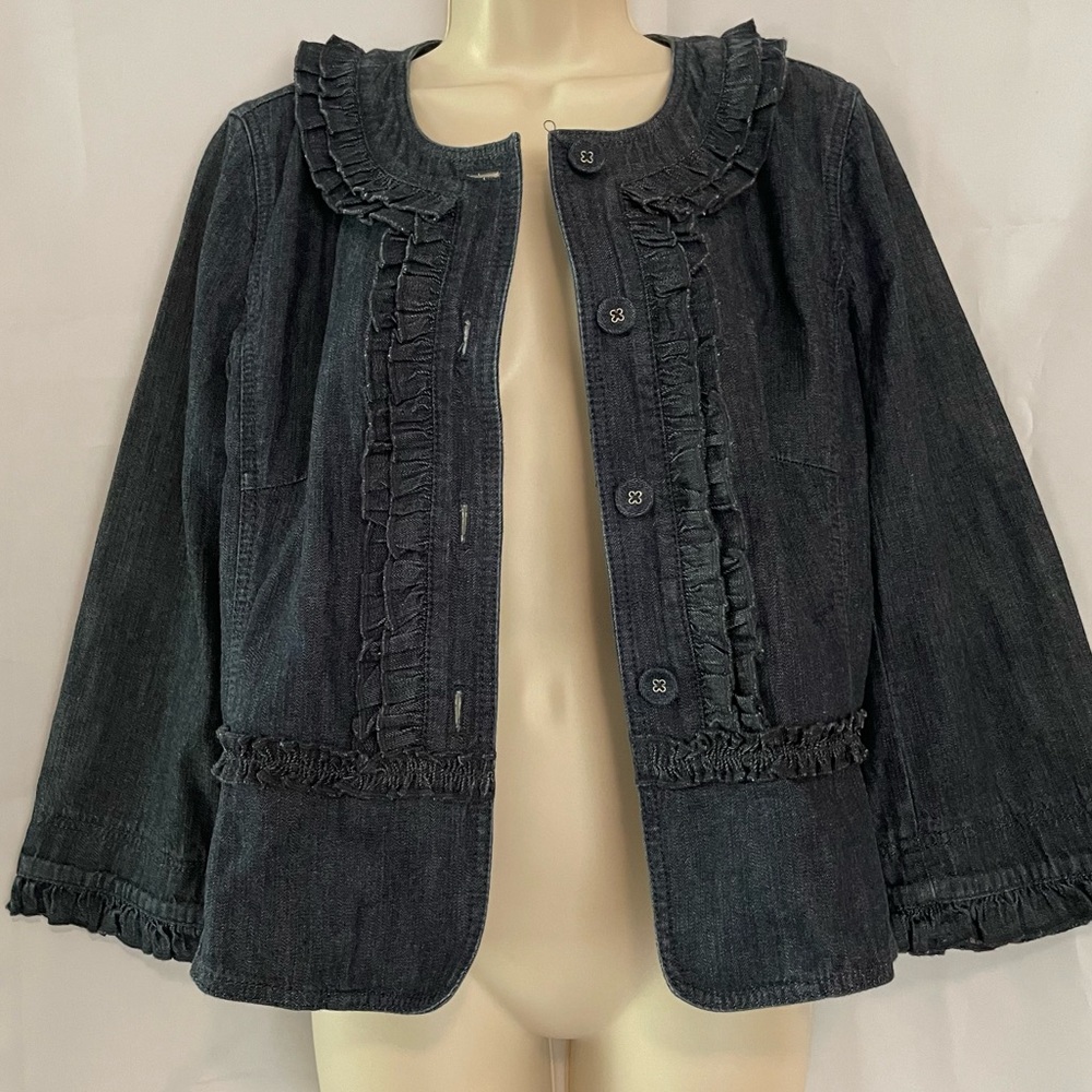 Loft by Ann Taylor Blue Denim Raffle Jacket